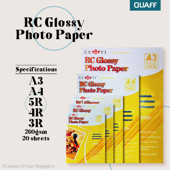 WPS - CUYI RC Glossy Photo Paper 260gsm 3R | 4R | 5R | A4 Size Resin ...