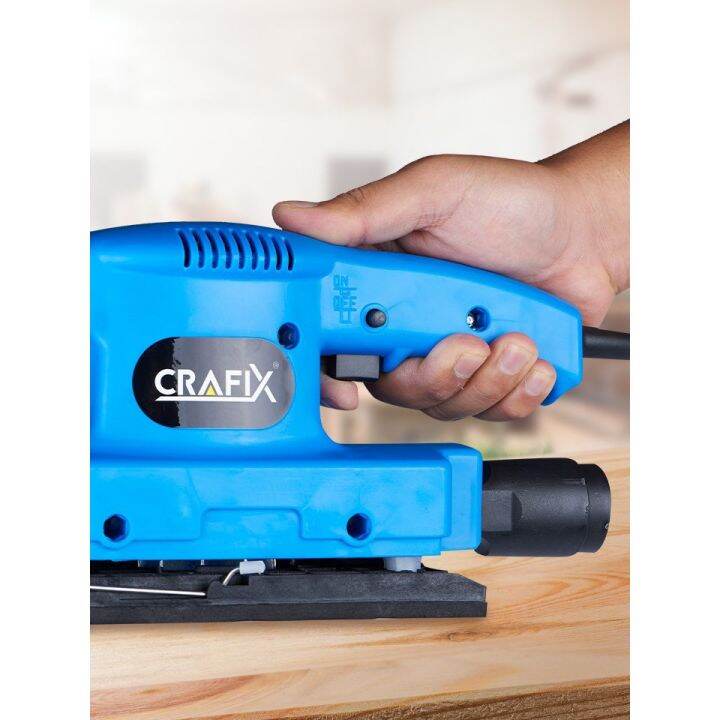 เครื่องขัดผิวไฟฟ้า-เครื่องขัดกระดาษทราบงานไม้-crafix-เครื่องขัดกระดาษทรายไฟฟ้า-อุปกรณ์งานช่าง-ใช้สำหรับขัดเหลี่ยม-ลบรอยชิ้นงานและวัสดุต่างๆ-crafix-electric-sander