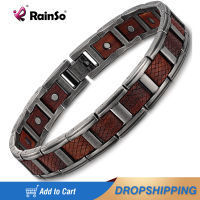 Rainso Fashion Stainless Steel Bracelets &amp; Bangles For Man Zebrawood Charm Magnetic Wristband Friendship Jewerly Bracelet Viking