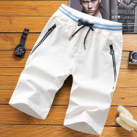 White Shorts Men Summer Fashion Knee Length Shorts Elastic Waist Plus Size Men Fashion Bottoms Casual Trousers Streetwear Pants