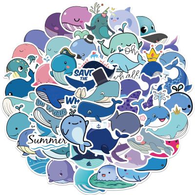 50pcs Cartoon Cute Whale Stickers Personalized Decoration Luggage Notebook Stickers