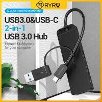 RYRA ฮับ USB 4 In 1 3.0 2.0บางเฉียบดาต้าฮับ Type-C ศูนย์กลางสำหรับ Macbook, /Mini,Imac,Sur ,XPS,โน้ตบุ๊คพีซี,ฮับ USBC