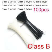 Self-closing plastic cable tie class b 100 pieces black 5x300 clamping ring 5x200 industrial cable tie set