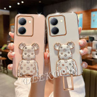 เคสสมาร์ทโฟนสำหรับ VIVO Y02A V27 Y36 X90 Pro IQOO Z7 Z7x 5G 4G 2023เคสมือถือเทรนด์ใหม่พร้อมที่วางตุ๊กตาหมีน่ารักที่น่ารักคู่รัก VIVOV27 VIVOY36ฝาหลัง