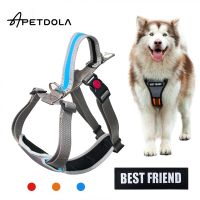 ❈◑✕ Personalized Dog Harness For Small Large Dogs APETDOLA No Pull Adjustable Breathable Reflective Harness Dog Vest Collar