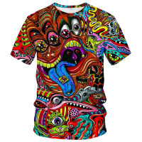 2023 NewColorful Trippy เสื้อยืดผู้ชาย3D พิมพ์ภาพวาด Cool Designs T เสื้อ Tee เสื้อฤดูร้อน Casual Gym แขนสั้นสบาย