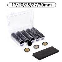 100PCS Coin Capsules 30mm Case with Black Foam Gaskets 17mm/20mm/25mm/27mm/30mm Coin Collection Holder Organizer Box