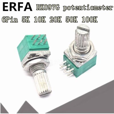 【CW】 100pcs RK097 RK097G 6Pin 5K 100K 50K 10K 20K B5K with a switch audio shaft 15mm amplifier sealing potentiometer