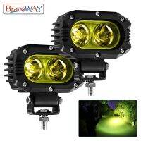 BraveWay 4 "Super Bright ปิดถนน LED ทำงานบาร์สปอตไลท์ DRL 4x4 LED หมอกสีเหลืองไฟ ATV Rada รถบรรทุก LED แถบ