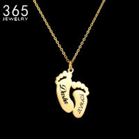 New Fashion Name Engraved Footprint Pendant DIY Customized Stainless Steel Date Letter Necklaces Gift For Girl Women Birthday