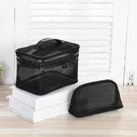 Black Storage Bag Toiletry Bags Handbag Transparent Portable Storage Bag Mesh Cosmetic Bag Cosmetic Bag Makeup Bag