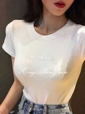 HengShanYuan เสื้อยืดแขนสั้นสำหรับฤดูร้อนเสื้อผ้าโรงเรียนเพรียวบางเสื้อผู้หญิง