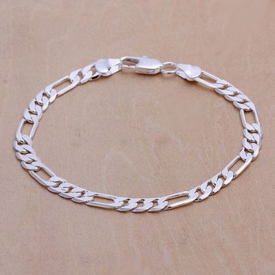 Wedding Nice Gift 925 Sterling Silver 6MM Chain Men Women Jewelry Fashion Beautiful Bracelet Free Shipping