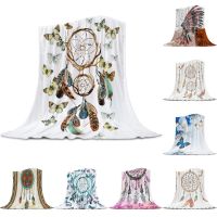 Ready Stock Dream Catcher Feather Butterfly White Flannel Blanket For Sofa Bed Bedding Room Soft Fleece Throw Blanket Bedspread Home Textile