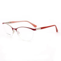 Retro Women Optical Glasses Frame for Women Cat Eye Eyeglass Frame Prescription Metal Spectacles Red Tortoise Half Rim Eyewear