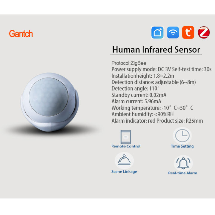 gantch-smart-zigbee-เซ็นเซอร์ตรวจจับการเคลื่อนไหว-ir-memerlukan-hub-gantch-serasi-dengan-apple-homemkit-alexa-360-pengesanan-keselampencuri-penggera-sensor-kawalan-app-kehidupan-pintar