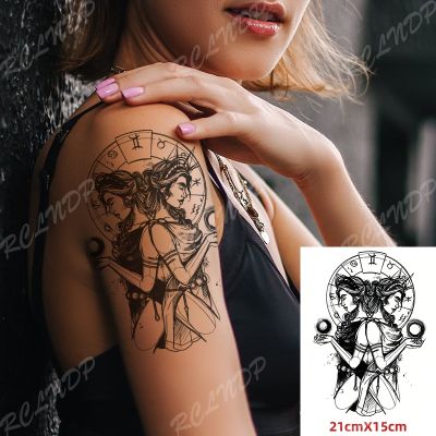 hot！【DT】℡♈  Temporary Sticker Gemini Constellations Flash Tatoo Fake Tatto for Woman Men