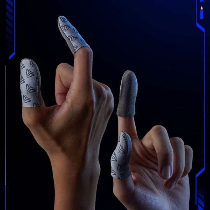 เกม-finger-sleeve-thumb-index-universal-silver-fiber-fingertip-ถุงมือสำหรับ-gaming-finger-tip-cover-ปลายนิ้วถุงมือ2pcs