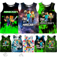 Minecraft เสื้อกล้าม Kemeja Tanpa Lengan เด็กเสื้อผ้าหน้าร้อนไฟและน้ำแข็ง3D พิมพ์เด็กหญิงเด็กชายเสื้อแขนกุด4-13ปี