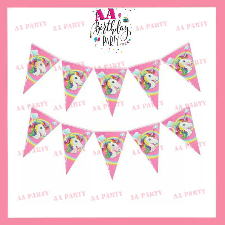 AA BIRTHDAY PARTY 3M Un1corn Theme Party Flag Banderitas | Lazada PH