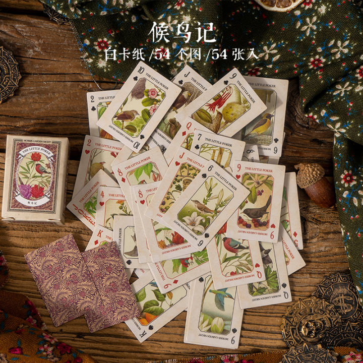 54pcs1lot kawaii Stationery Sticker Mini Playing Cards Morris Garden Night Series Diary Planner junk journal Decorative