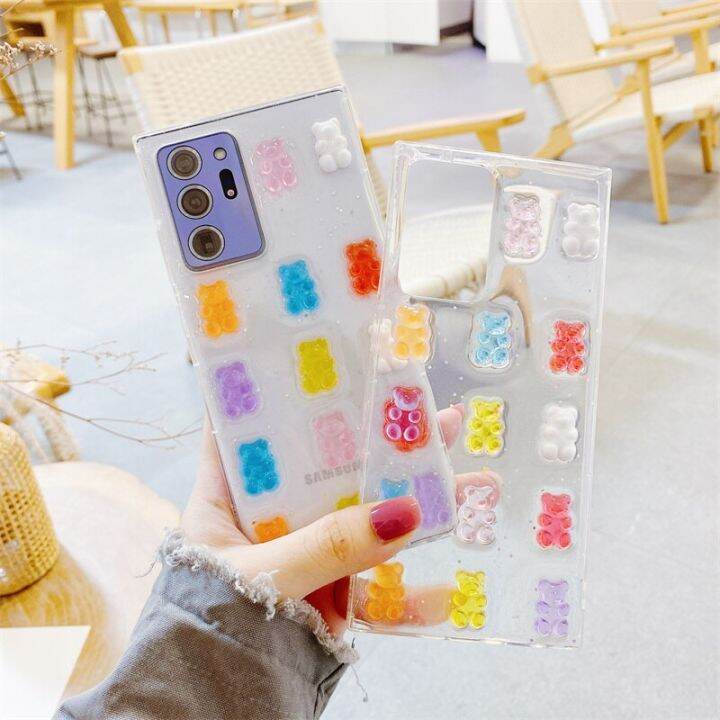 เคสสำหรับ-galaxy-โทรศัพท์ลายหมีสีลูกอม3มิติ-s23-s22-s21-s20-fe-note-20-ultra-10-9-s10-plus-เคสใสซิลิโคนนิ่ม