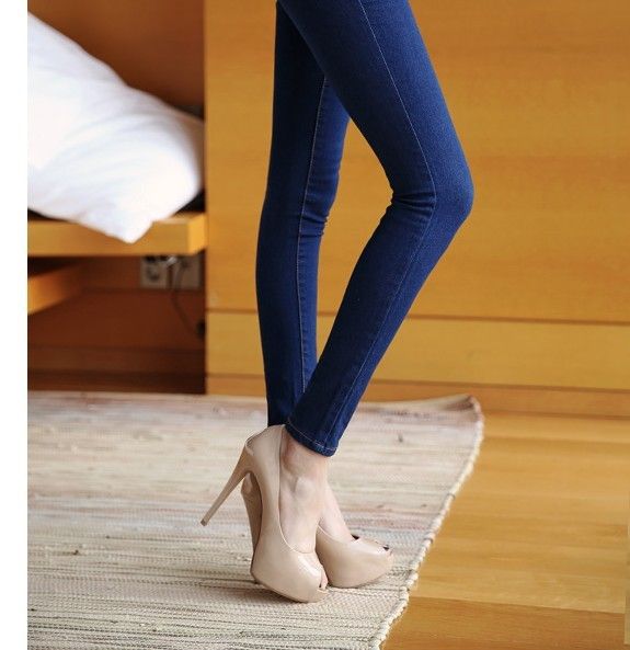 cod-2022-ฤดูใบไม้ผลิใหม่ผู้หญิงกางเกงยีนส์สีทึบ-กางเกงทรงดินสอผู้หญิงใส่แล้วดูผอม-กางเกงผ้ายืดรัดรูป