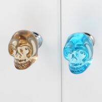 1PC Cabinets Drawers Jewelry Box Pulls Gift Carton Tiny Glass Knob Clear Crystal Knob Skull Shaped Furniture Handles Home Decor