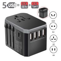 Qc3.0 Pd 45W Adaptor Traveling Usb อัจฉริยะหัวแปลงปลั๊ก Uk ปลั๊กแปลงไฟทั่วโลกปลั๊ก Usb Usb Usb Usb Usb Usb Type Us Us Type Eu Universal C