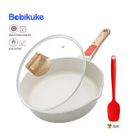 BOBIKUKE Nonstick กระทะที่มีฝาปิด24เซนติเมตรกระทะกระทะเครื่องครัวสำหรับห้องครัวทนทานความปลอดภัยหินอ่อนเคลือบสำหรับก๊าซและเตาแม่เหล็กไฟฟ้า