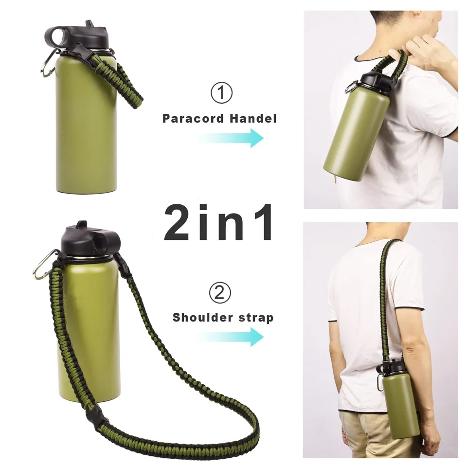 Water Bottle Shoulder Strap Paracord Handle with Shoulder Strap for Hydro  Flask and Other Wide Mouth Bottles for 12oz to 64oz - AliExpress