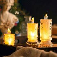 1Pc LED Flameless Candles with Clear candlestick Realistic Battery Operated Candles for Home Christmas New Year Decorations