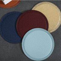 【CW】 3pcs Mug Cup Coasters Color Table Washable Leather Heat-resistant Nonslip Placemat for