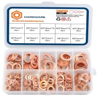 ☈☈ 200pcs Copper Crush Metric Washers Assortment Kit Flat Sealing Washer M5 M6 M8 M10 M12 M14 (9 Sizes)