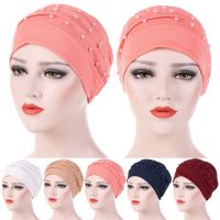 【CC】☑  muslim women turban scarf pearl hat cancer chemo beanies cap islamic wrap headscarf musulman femme hijab Hair Accessories