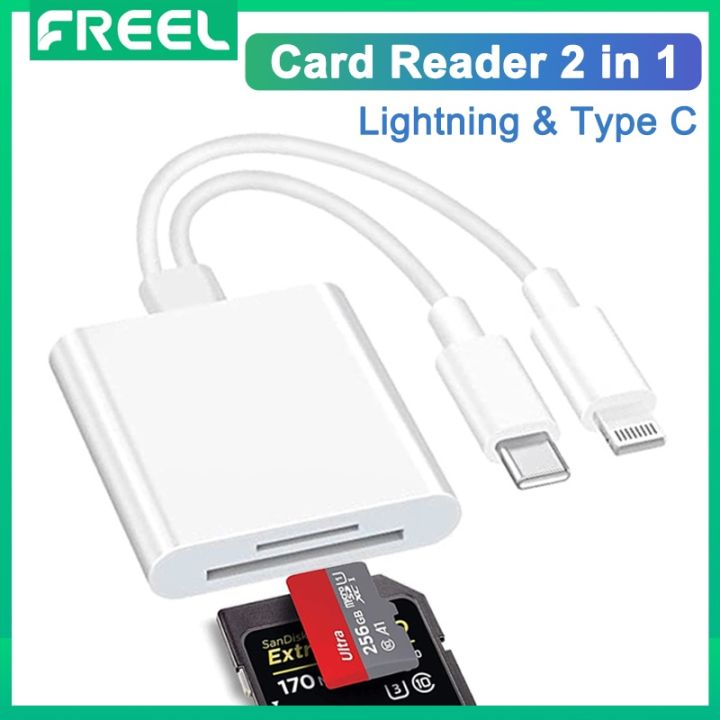 Lightning 2 Trong 1 Đa Năng + Đầu Đọc Thẻ Loại C Cho iPhone/iPad/Android/Mac  Book/Máy Tính/Máy Ảnh, Bộ Chuyển Đổi Bộ Nhớ Cho SD/Micro SD/SDHC/SDXC |  