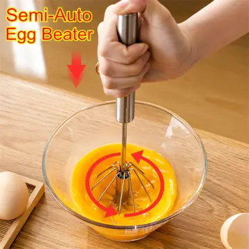 Stainless Steel Whisks Semi-automatic Egg Whisk Beater Mixer to Make Froth  Foam Whipped Cream Self Turning Utensils for Baking