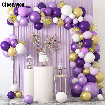 128pcs Purple Chrome Metallic Balloon Garlands Arch Boy or Girl Baby Shower Ballons Gender Reveal Party Birthday Wedding Decora