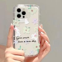 Casing ponsel bunga kelinci Korea lucu pelindung transparan untuk iPhone 14 Pro iPhone 13 11 12 Pro Max XR XS Max 14 Plus 7 8 X SE