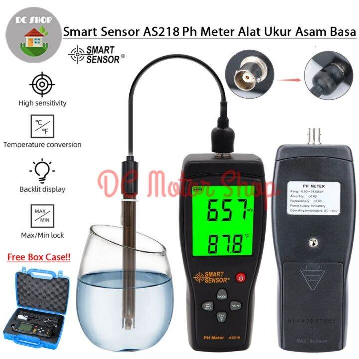 PH Meter Smart Sensor AS218 Calibration Alat Ukur Asam Basa Ph Tester