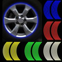 16Pcs Strips Motorcycle Car Rim Stripe Wheel Decal Tape Sticker Lots Reflective