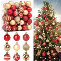 【CW】 36/50pcs Christmas Ball Set 4cm Tree Decor Light Matte Powder Bright Hollow Ornament New Year 2023