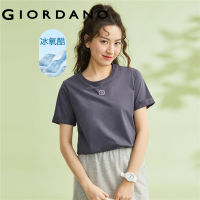 Giordano ผู้หญิง เทคโนโลยีขั้นสูงความรู้สึกเย็นน้ำแข็งออกซิเจนเย็นพิมพ์รอบคอแขนสั้นเสื้อยืด Free Shipping 05322400