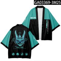 Genshin Impact Xiao Cosplay Kimono Costume Xiao Skull Fashion Printed Short Sleeve Party Cloak