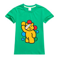 Pudsey เสื้อยืดเด็กเด็กผู้ชายเด็กผู้หญิงแขนแขนสั้นคอกลม,เสื้อคอตตอนพิมพ์ลายหมีแบบบางสำหรับเด็กผู้หญิงใส่ฤดูร้อน0000