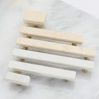 Furniture Zinc Alloy Cabinet Marble Door Handles and Knobs for Kitchen Cupboard Dresser Handles Drawer Pulls Stone Rock Beige