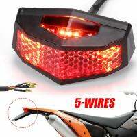 5 in 1 Motorcycle LED Turn Signals Stop Rear Tail Brake Light License Plate Universal Red