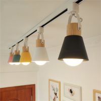 Nordic LED Track Light 5W Modern Iron Wood Ceiling Rail Spotlight Lamp Decor Clothing Store Living Room Corridor Track Lighting