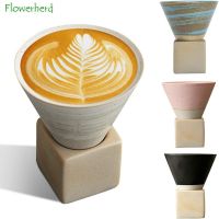 Coarse Pottery Funnel Coffee Tea Cup With Base Teaware Creative Colorful Ceramic Cone Shaped Coffee Cups Retro Water Bowl