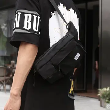 Multifunctional Black Men's Diagonal Shoulder Bag PVC Shoulder Bag